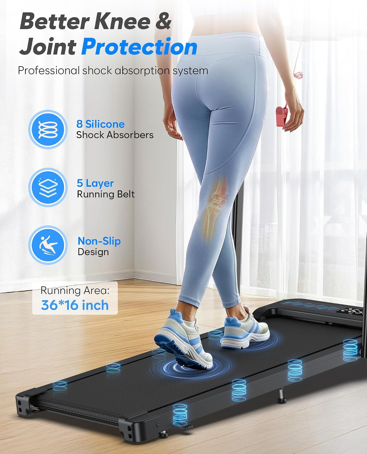 Incline Foldable Handle Bar Walking Pad Treadmill
