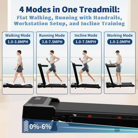 3-in-1 Foldable Treadmill with Workstation Desk