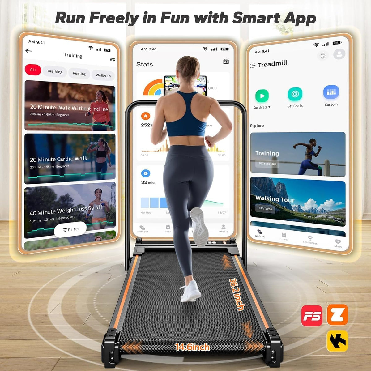 Dual Surface Massage Under Desk Walking Pad Treadmill