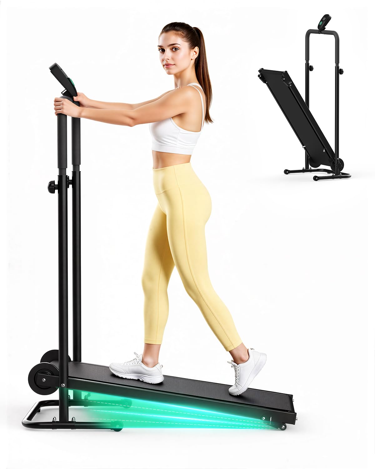 Dual Flywheel Non-Electric Foldable Treadmill