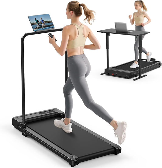 Foldable Handle Bar Compact Under Bed Walking Pad Treadmill