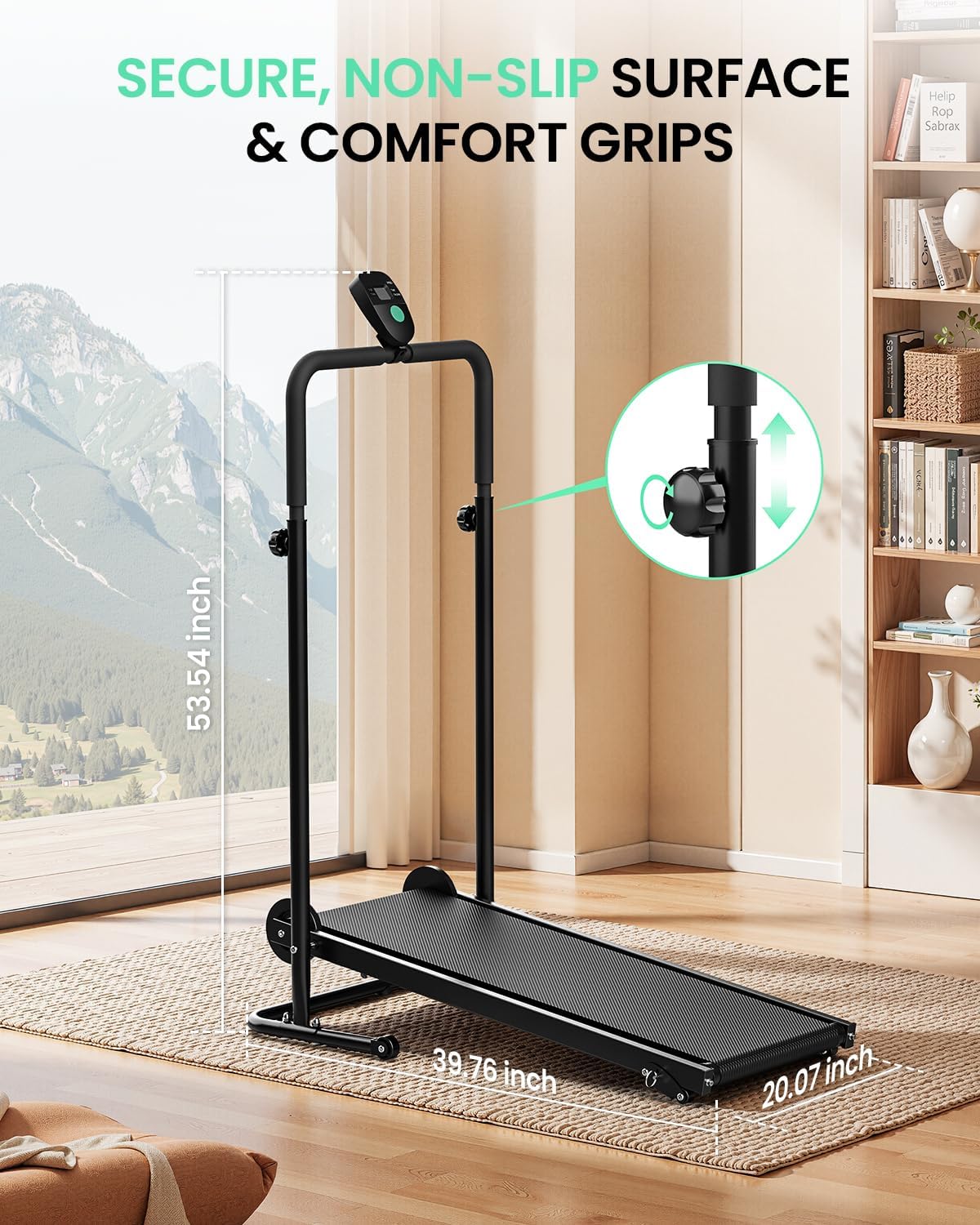 Dual Flywheel Non-Electric Foldable Treadmill
