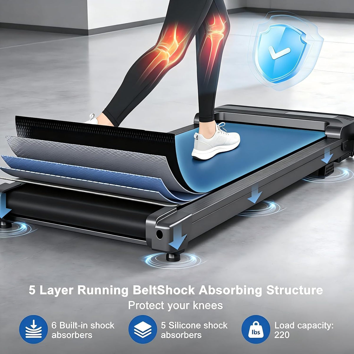 Foldable Handle Bar Compact Walking Pad Treadmill