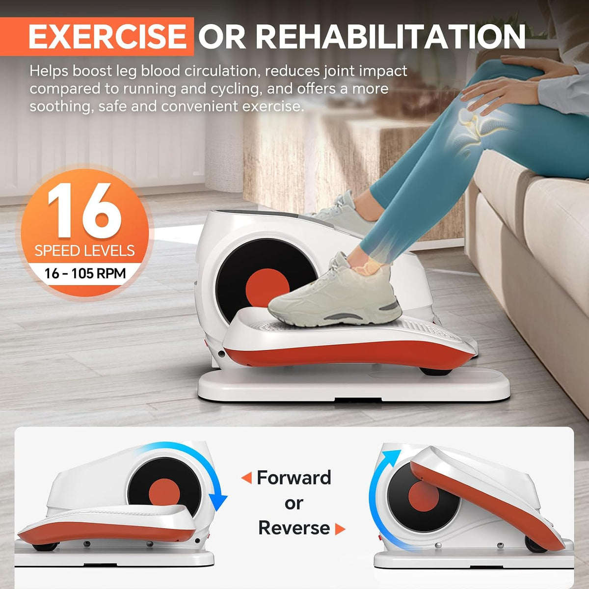 16-Speed Electric Under Desk Elliptical