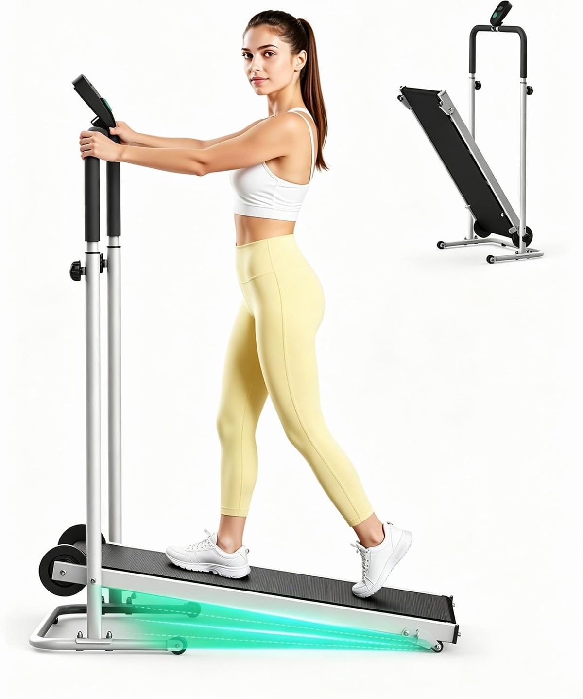 Dual Flywheel Non-Electric Foldable Treadmill