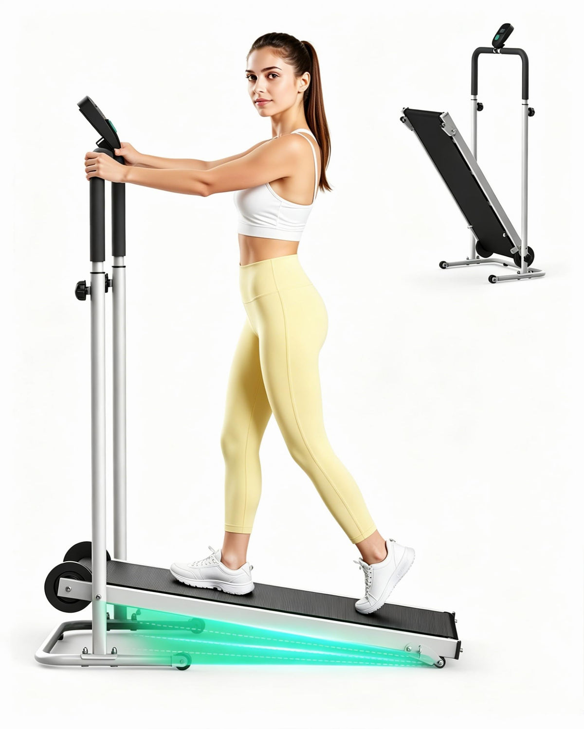 Dual Flywheel Non-Electric Foldable Treadmill