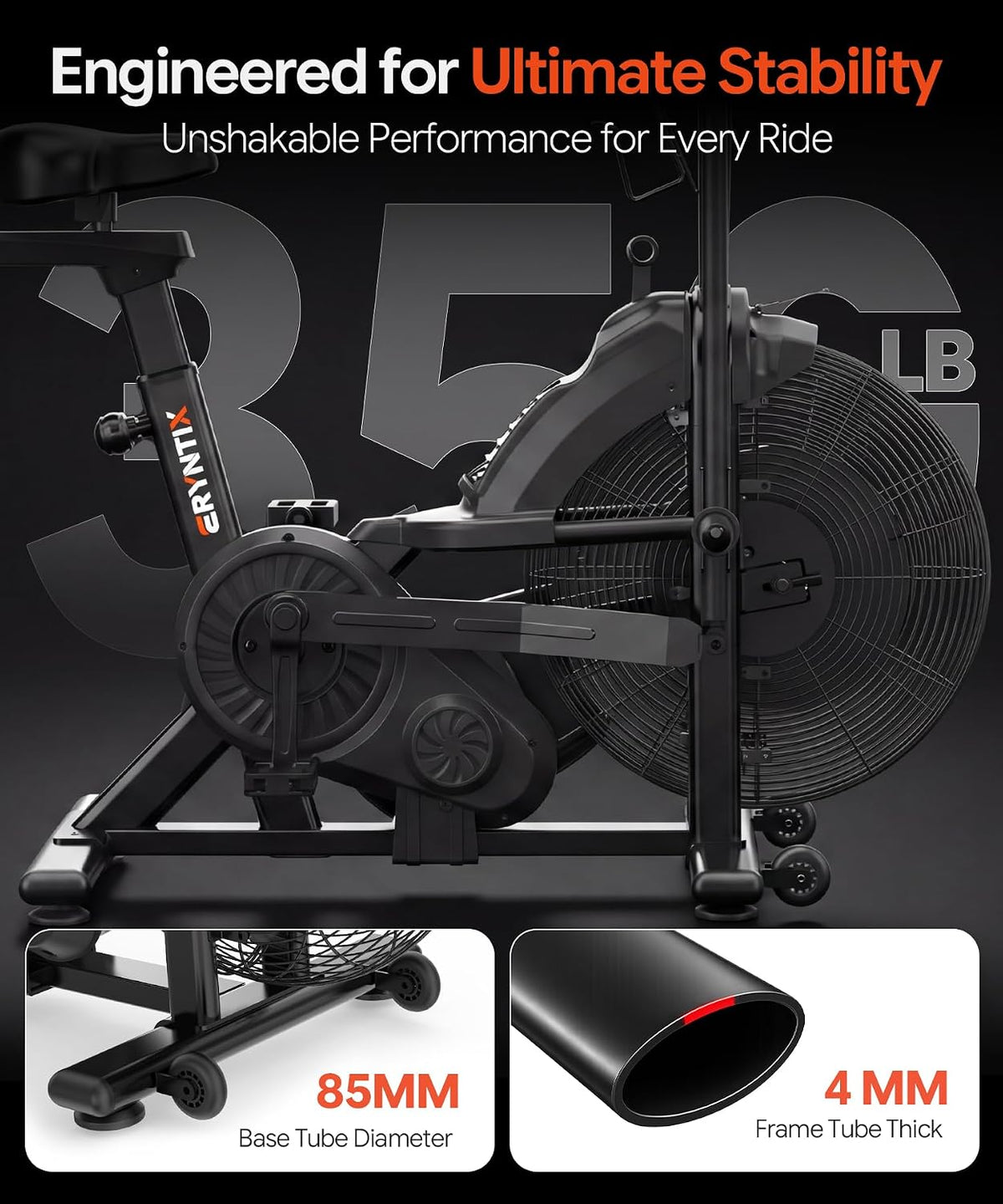 Dual Resistance Air Magnetic Fan Bike with APP