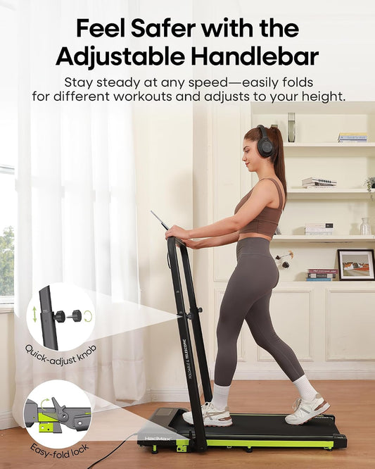 10% Incline Foldable Handle Bar Walking Pad Treadmill