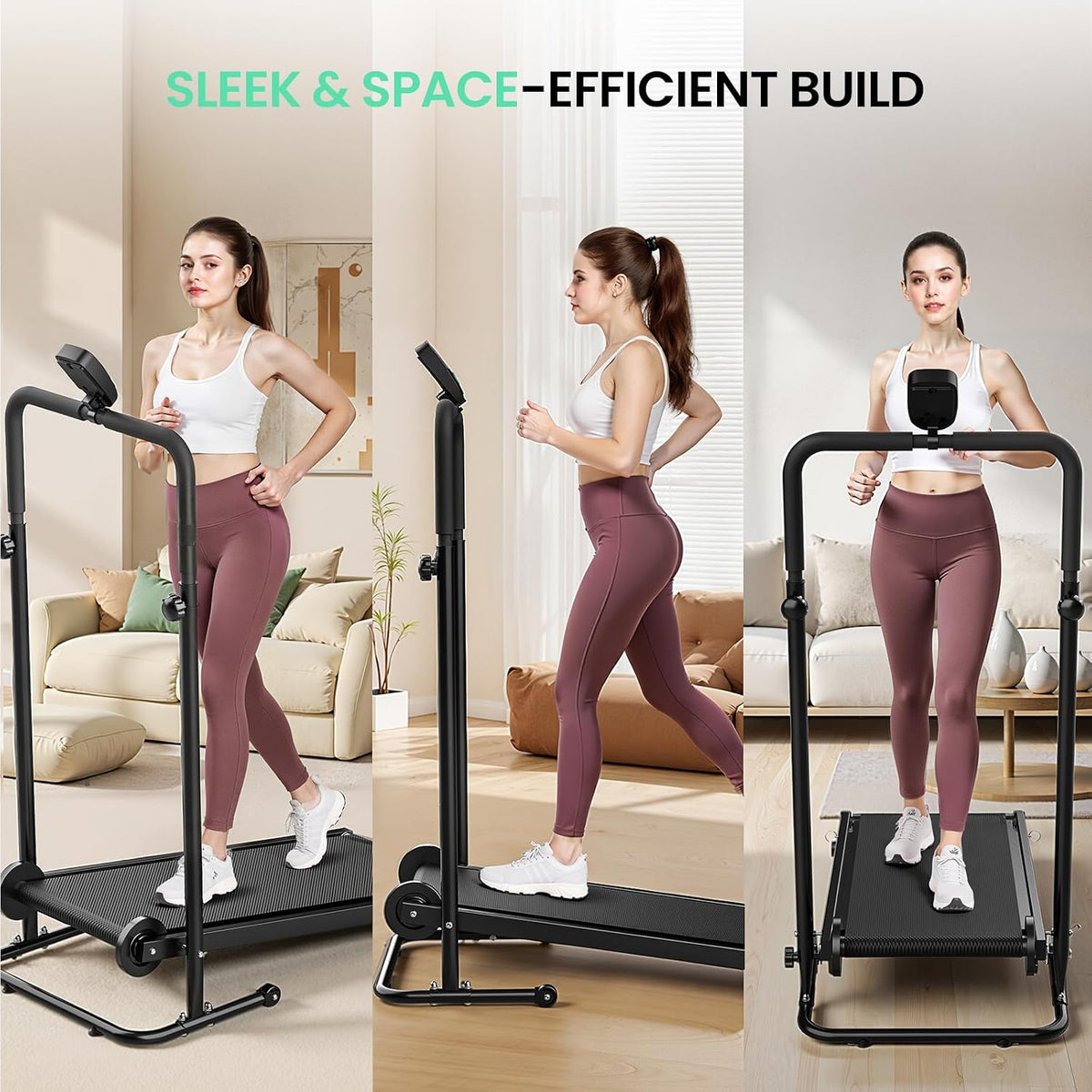 Dual Flywheel Non-Electric Foldable Treadmill