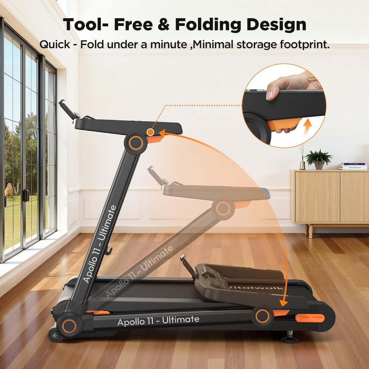 Auto Incline Auto Fold Wide Belt Home Treadmill