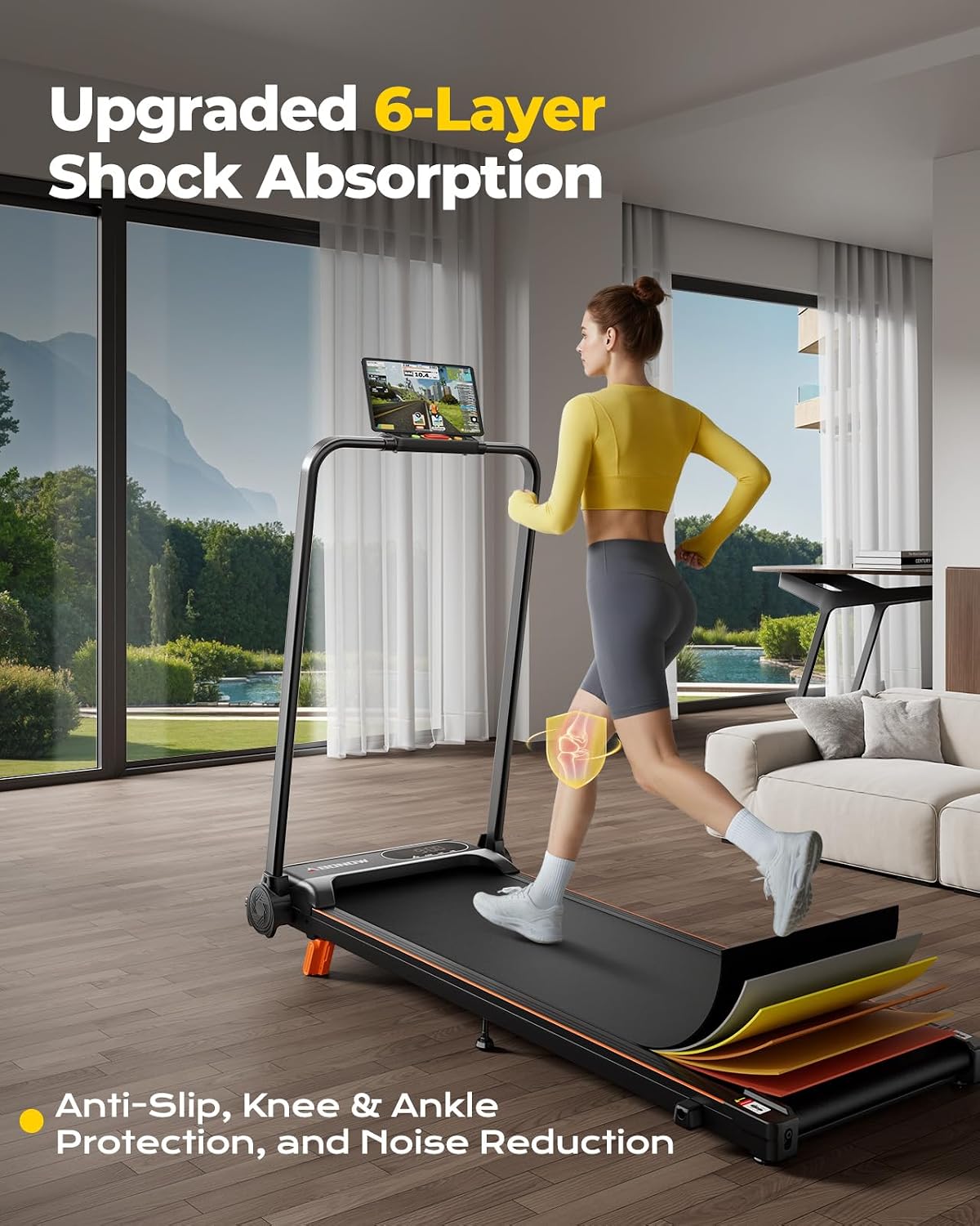 2-in-1 8% Incline Foldable Handle Walking Pad Treadmill