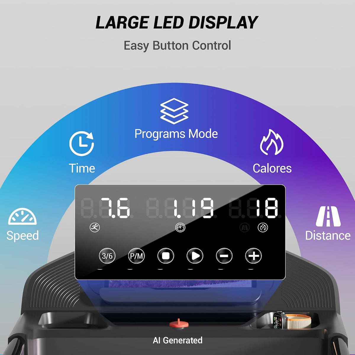 16% Incline Foldable 3 LED Walking Pad Treadmill