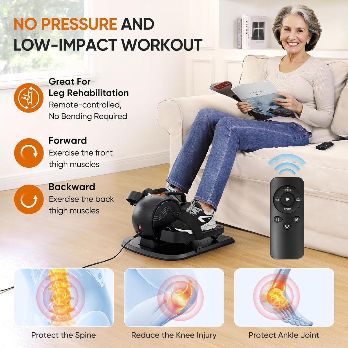 3-in-1 Electric Under Desk Elliptical Trainer