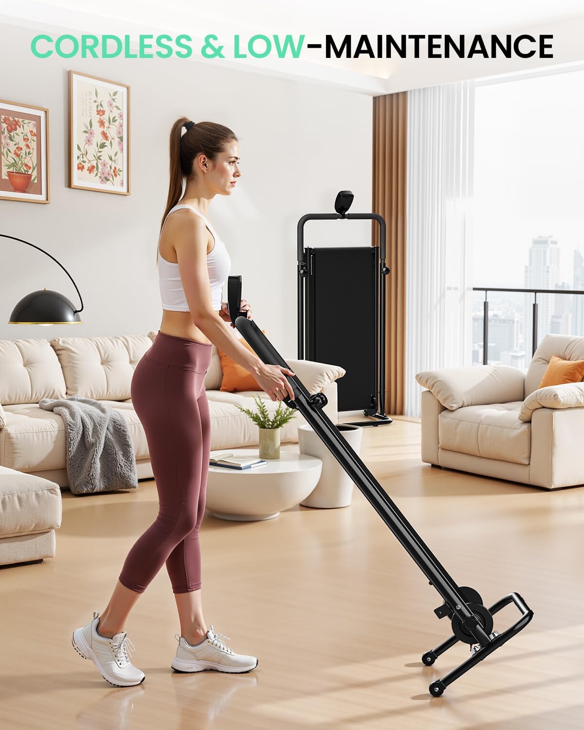 Dual Flywheel Non-Electric Foldable Treadmill