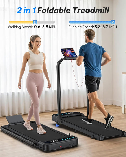 Incline Foldable Handle Bar Walking Pad Treadmill