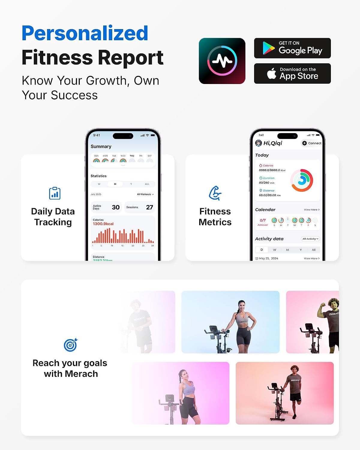 Merach Magnetic Stationary Bike with Exclusive App