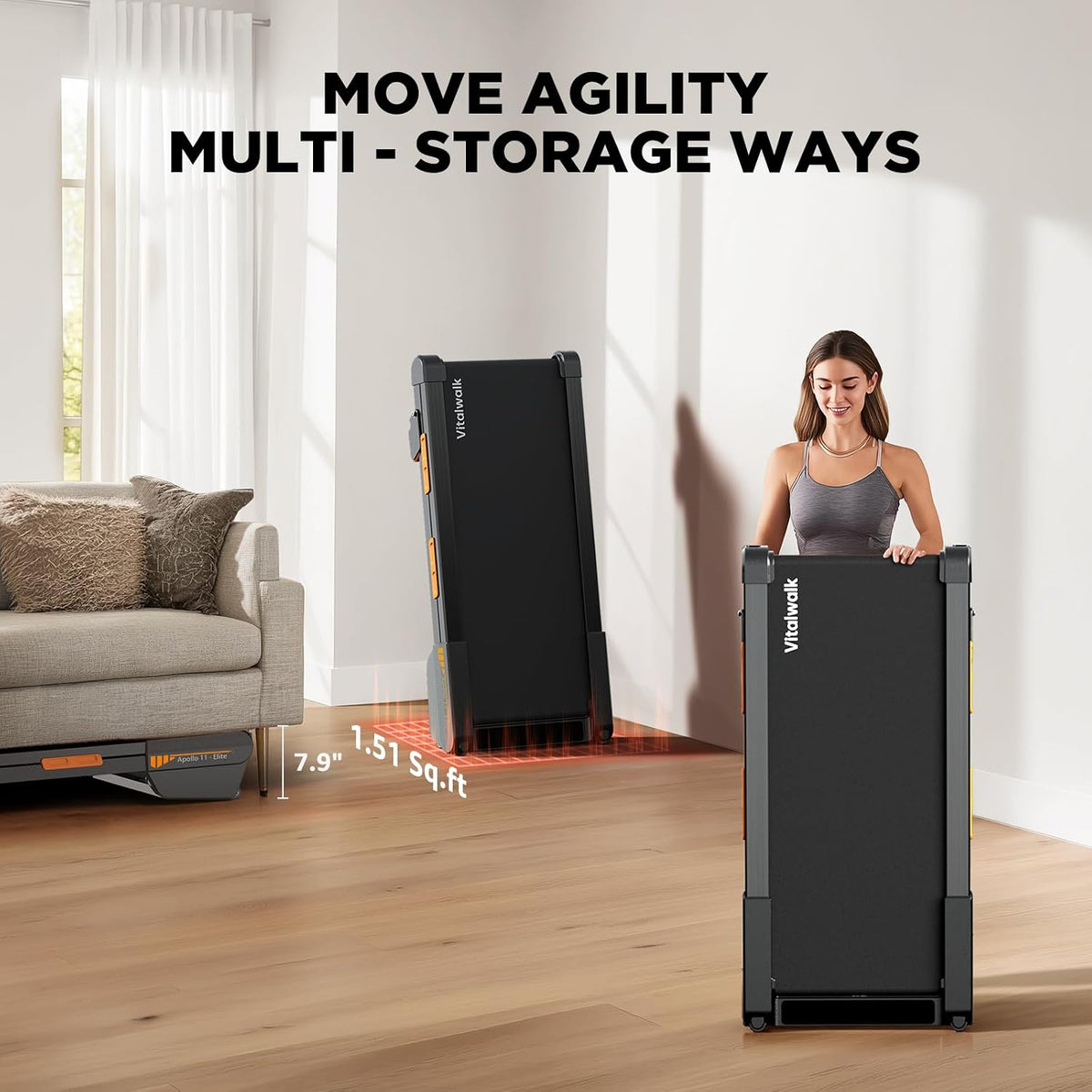 15% Auto Incline Vertical Storage Walking Pad Treadmill