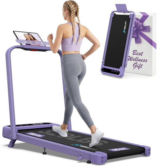 Purple Voice Control Foldable Incline Walking Pad Treadmill