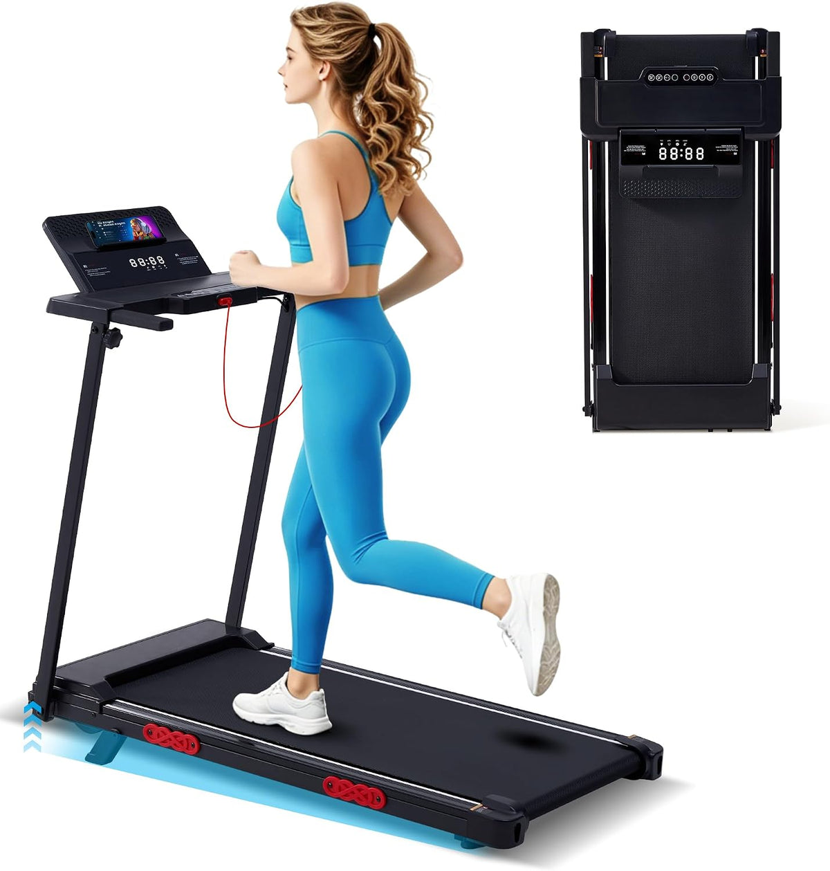 3.5HP Incline Foldable Handle Bar Walking Pad Treadmill
