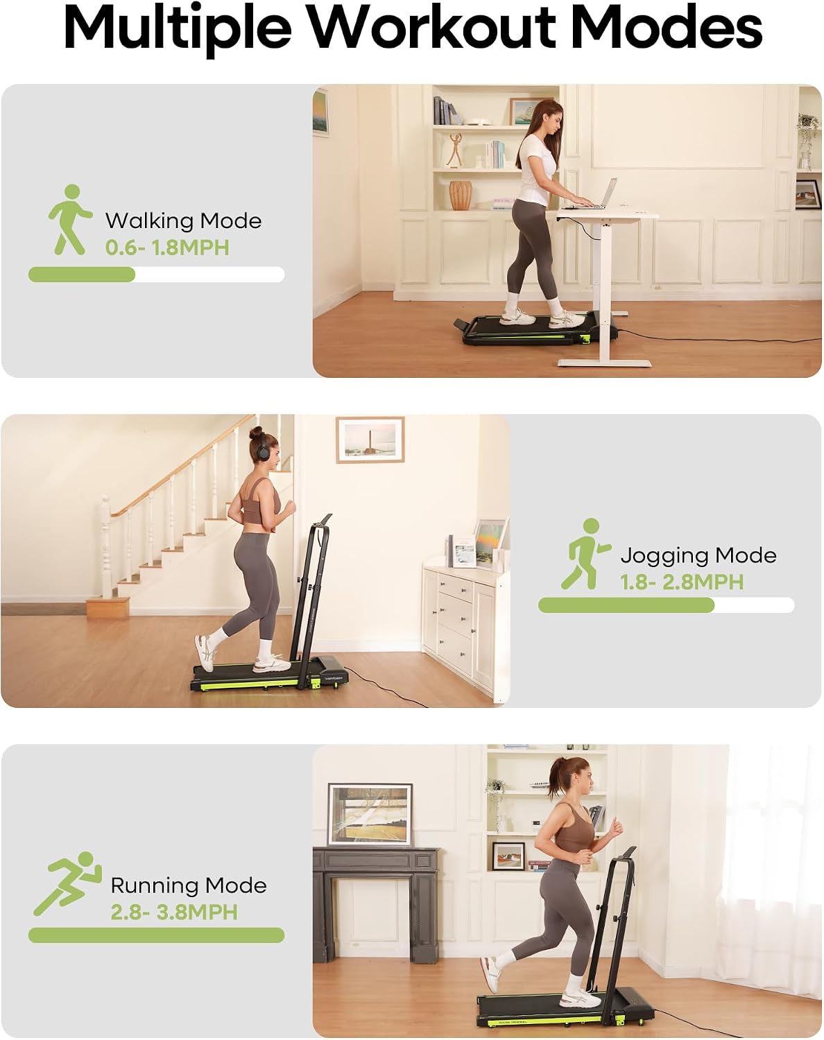 10% Incline Foldable Handle Bar Walking Pad Treadmill