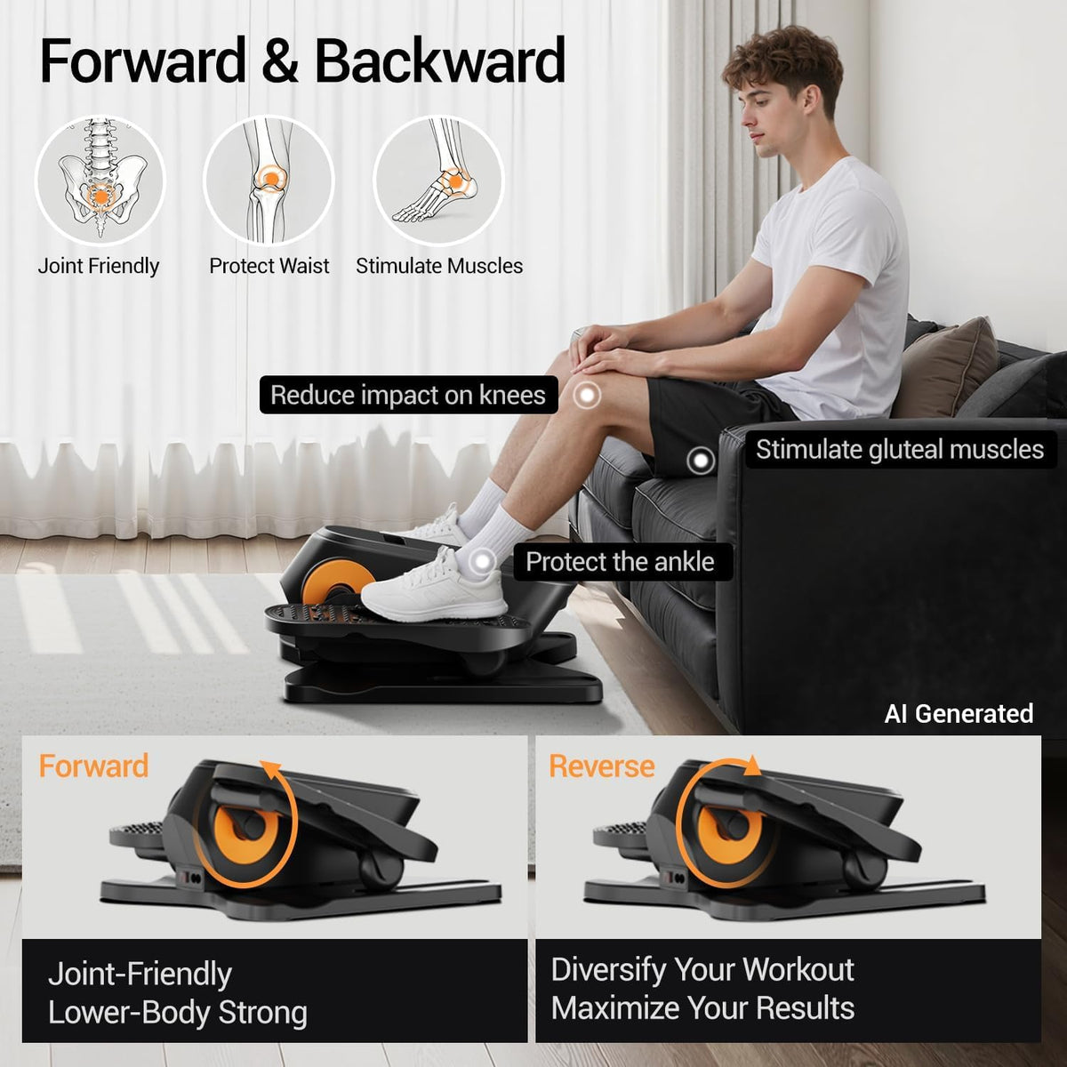 12 Speed Remote Auto Manual Under Desk Elliptical