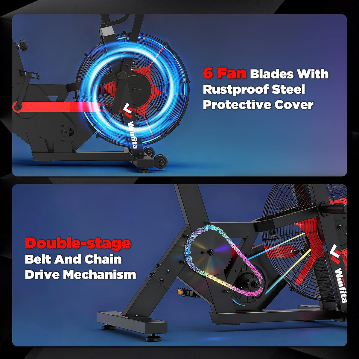 Air Resistance Dual Action Fan Bike with APP