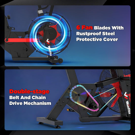 Air Resistance Dual Action Fan Bike with APP