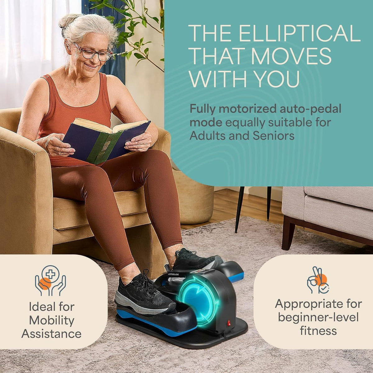 Portable Quiet Under Desk Seated Elliptical