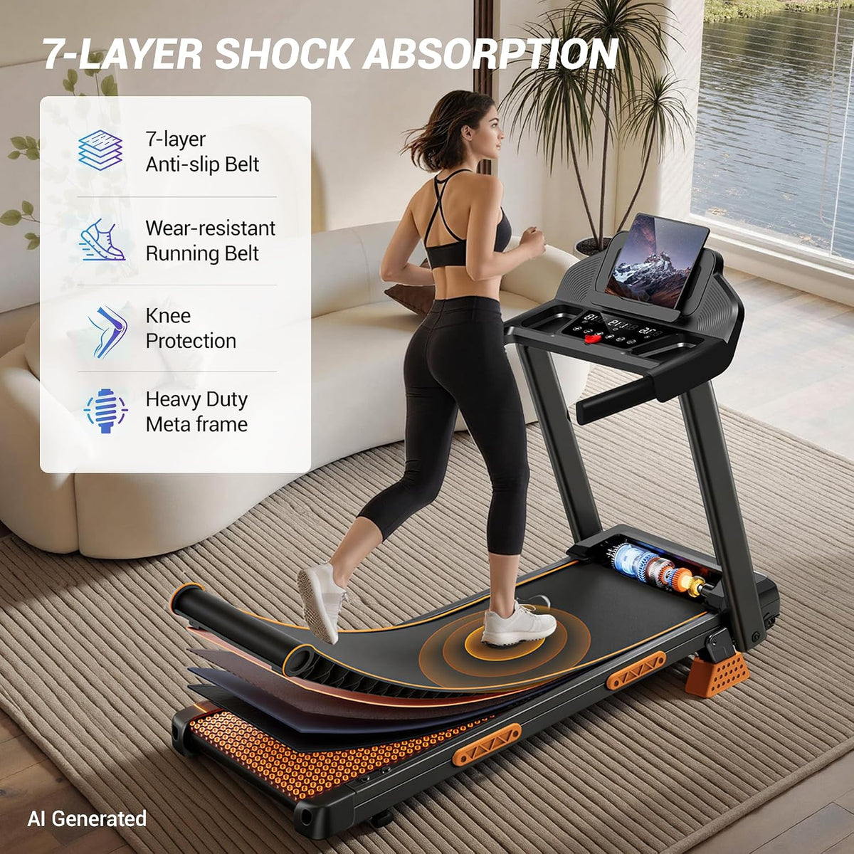 16% Incline Foldable 3 LED Walking Pad Treadmill