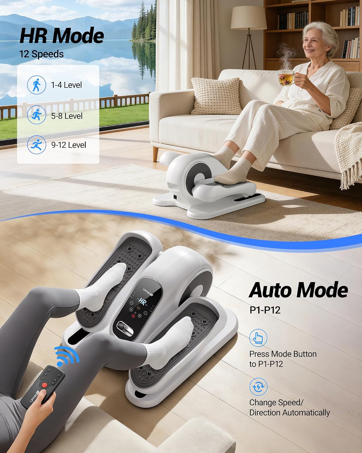 12 Speed Auto Manual Electric Under Desk Elliptical