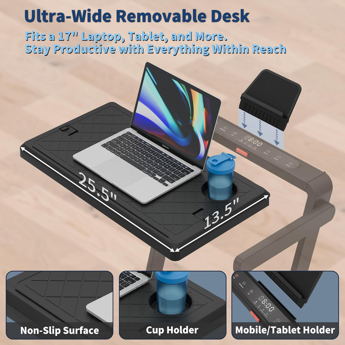 3-in-1 Foldable Treadmill with Workstation Desk