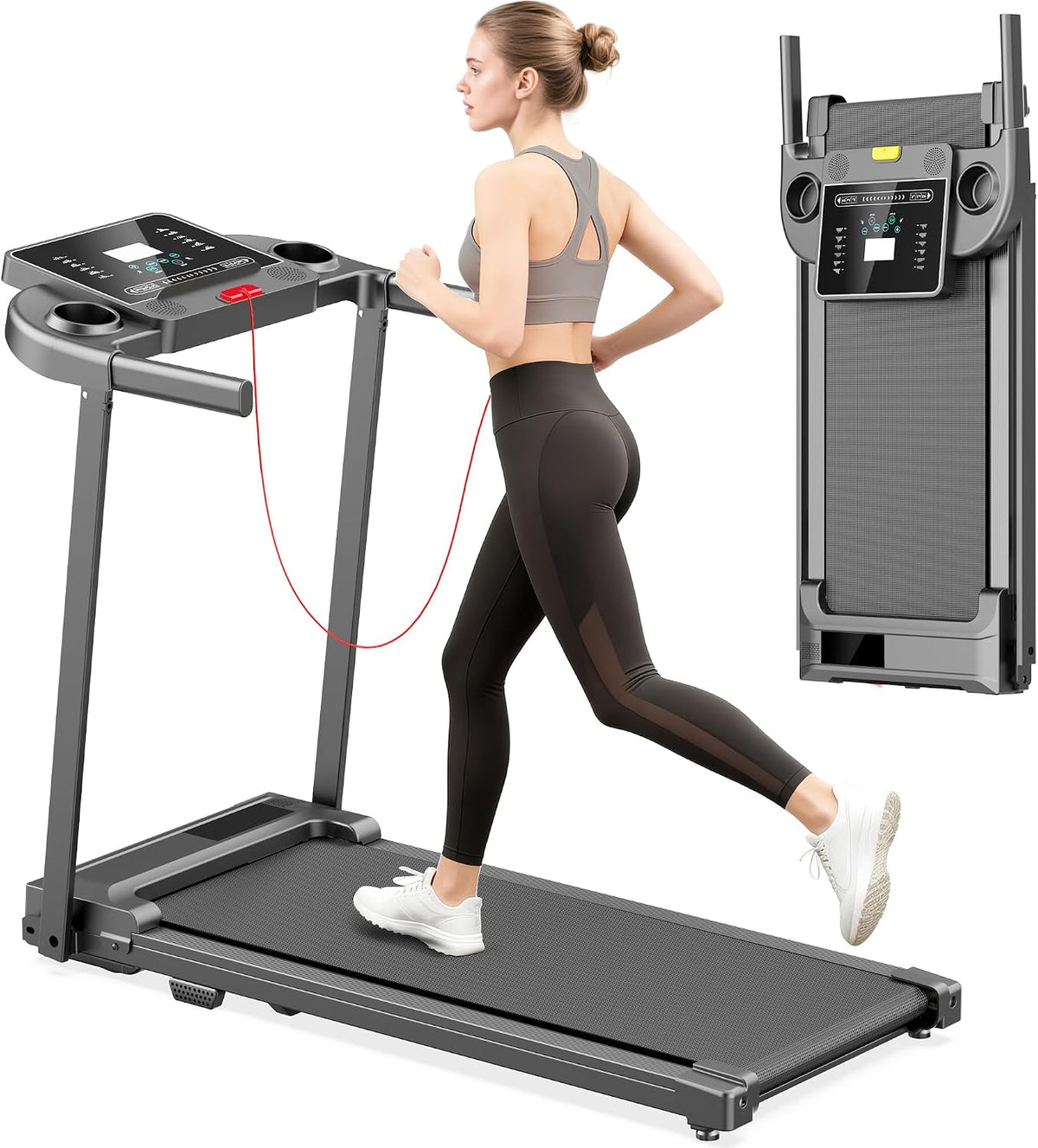 Foldable Handle Bar Compact Walking Pad Treadmill