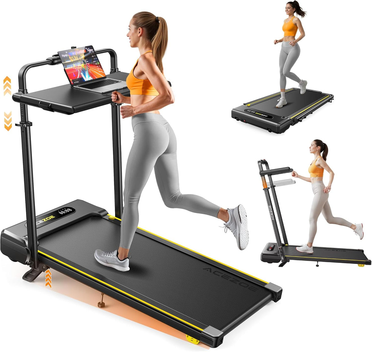 3-in-1 Incline Treadmill with Removable Workstation Desk