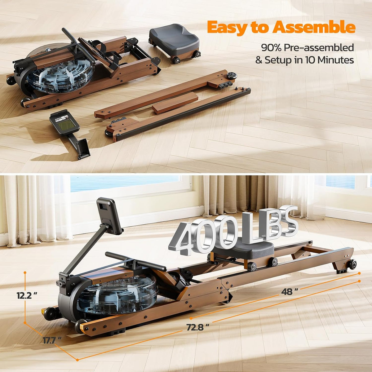 Wooden Water Foldable Rowing Machine
