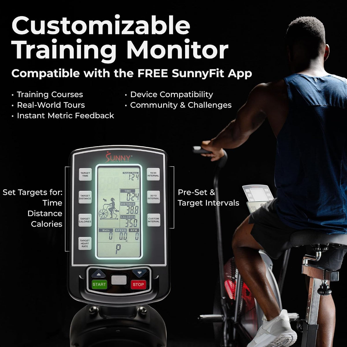 Smart Air Resistance Fan Bike with SunnyFit App