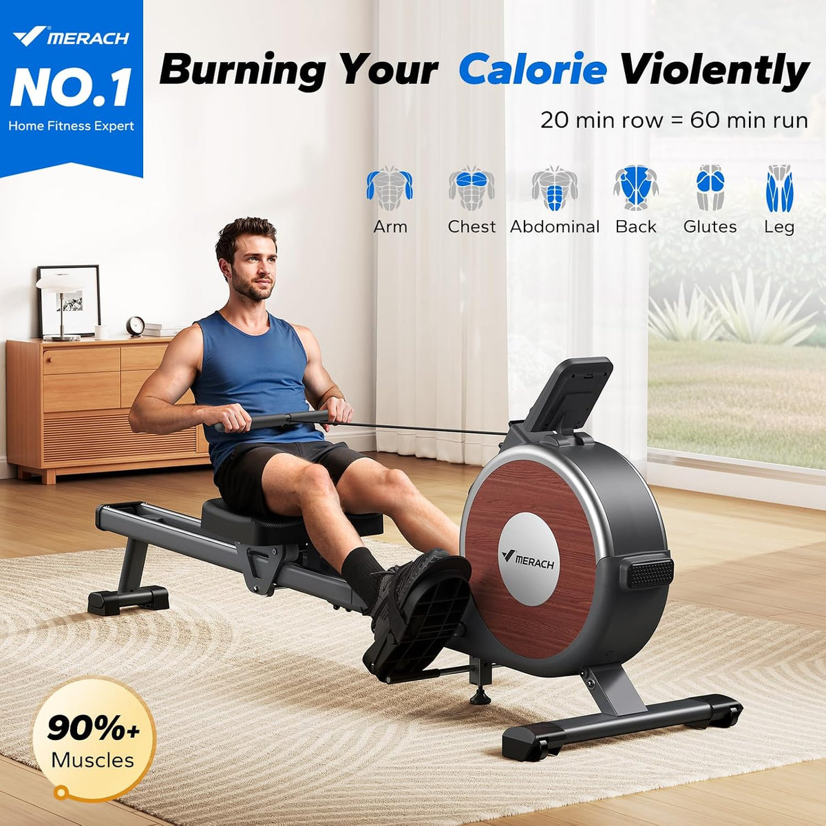 16 Level Dual Rail Magnetic Foldable Rower
