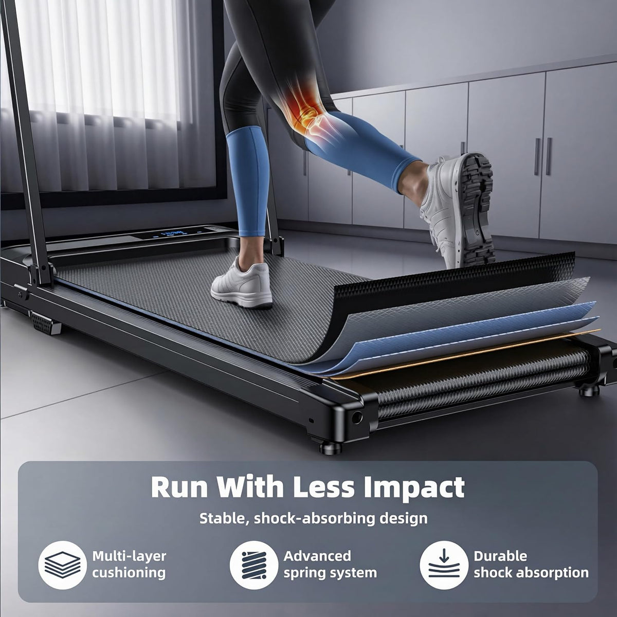 Foldable Handle Bar Compact Under Bed Walking Pad Treadmill