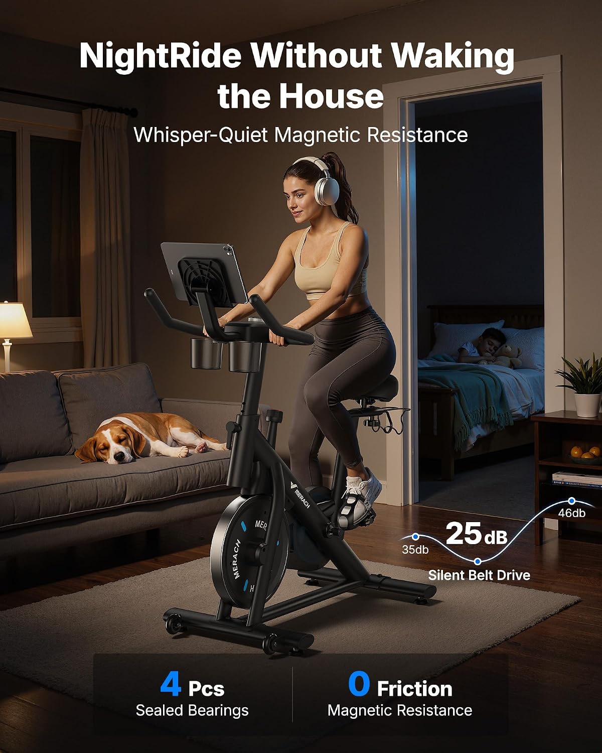 Merach Magnetic Stationary Bike with Exclusive App