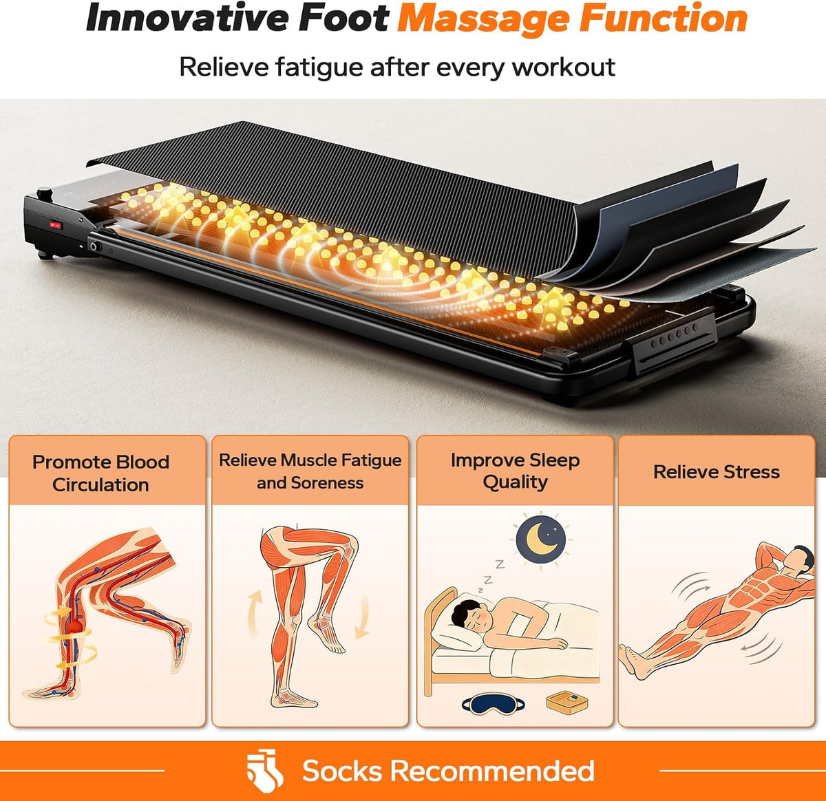 Dual Surface Massage Under Desk Walking Pad Treadmill