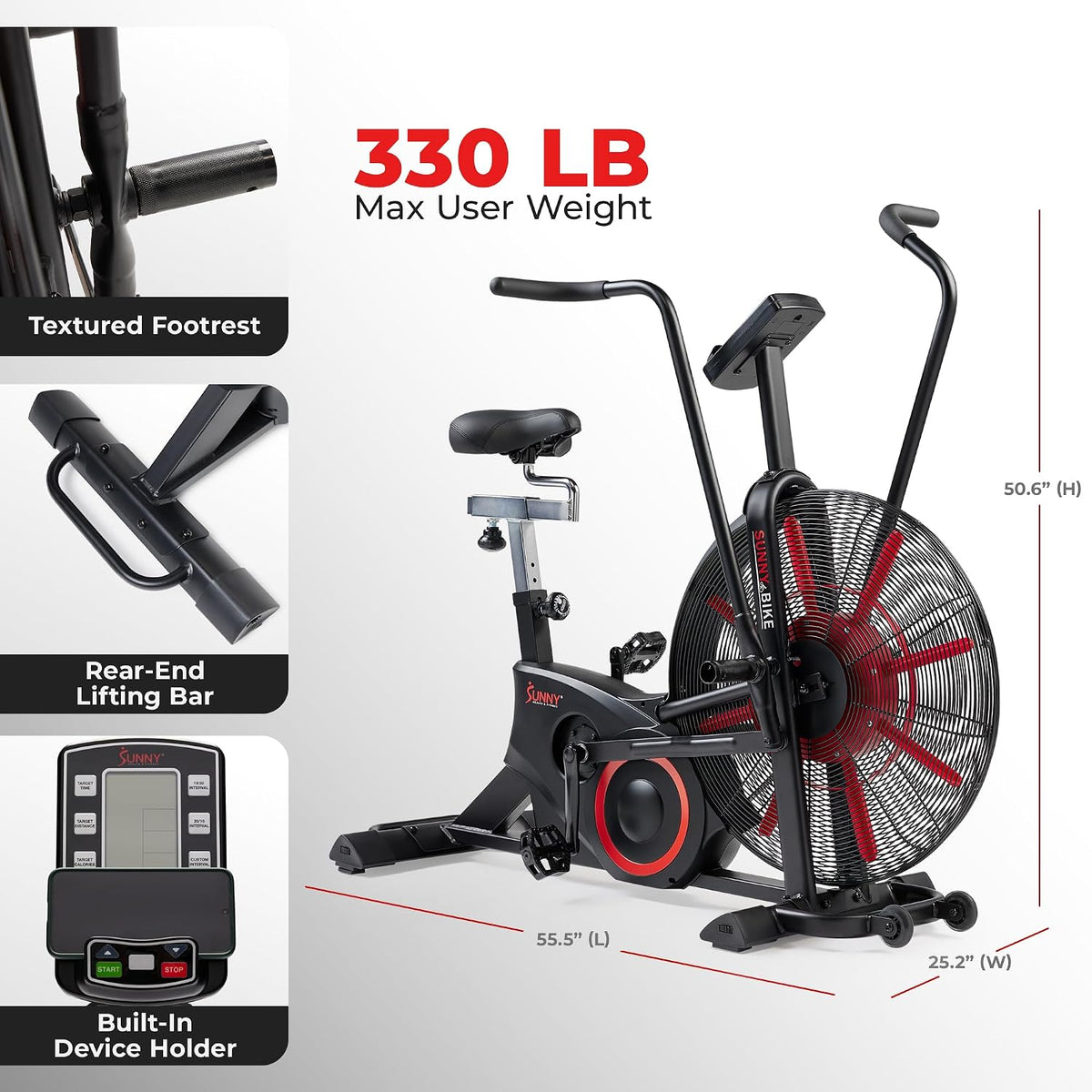 Smart Air Resistance Fan Bike with SunnyFit App