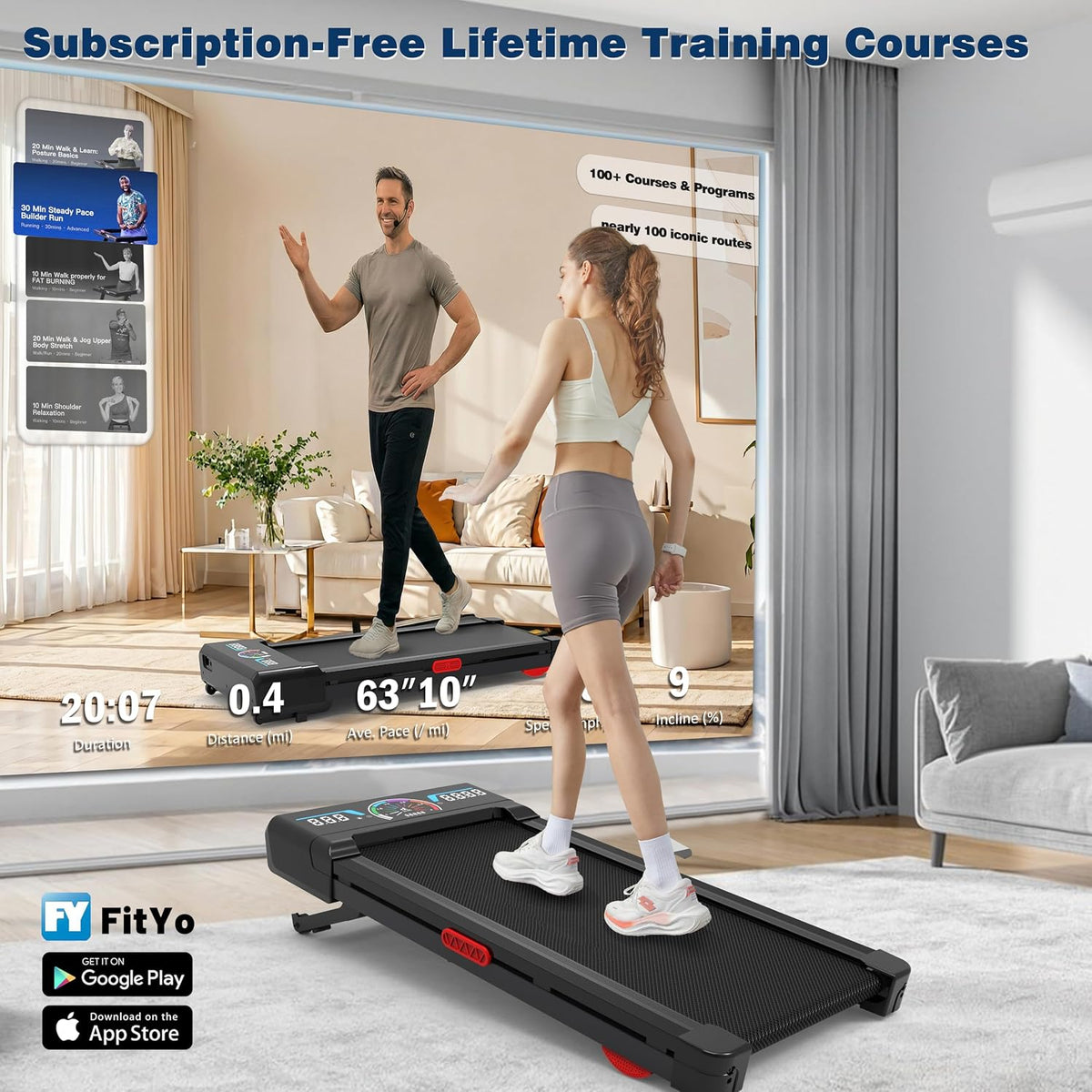9-Level Auto Incline Walking Pad Treadmill