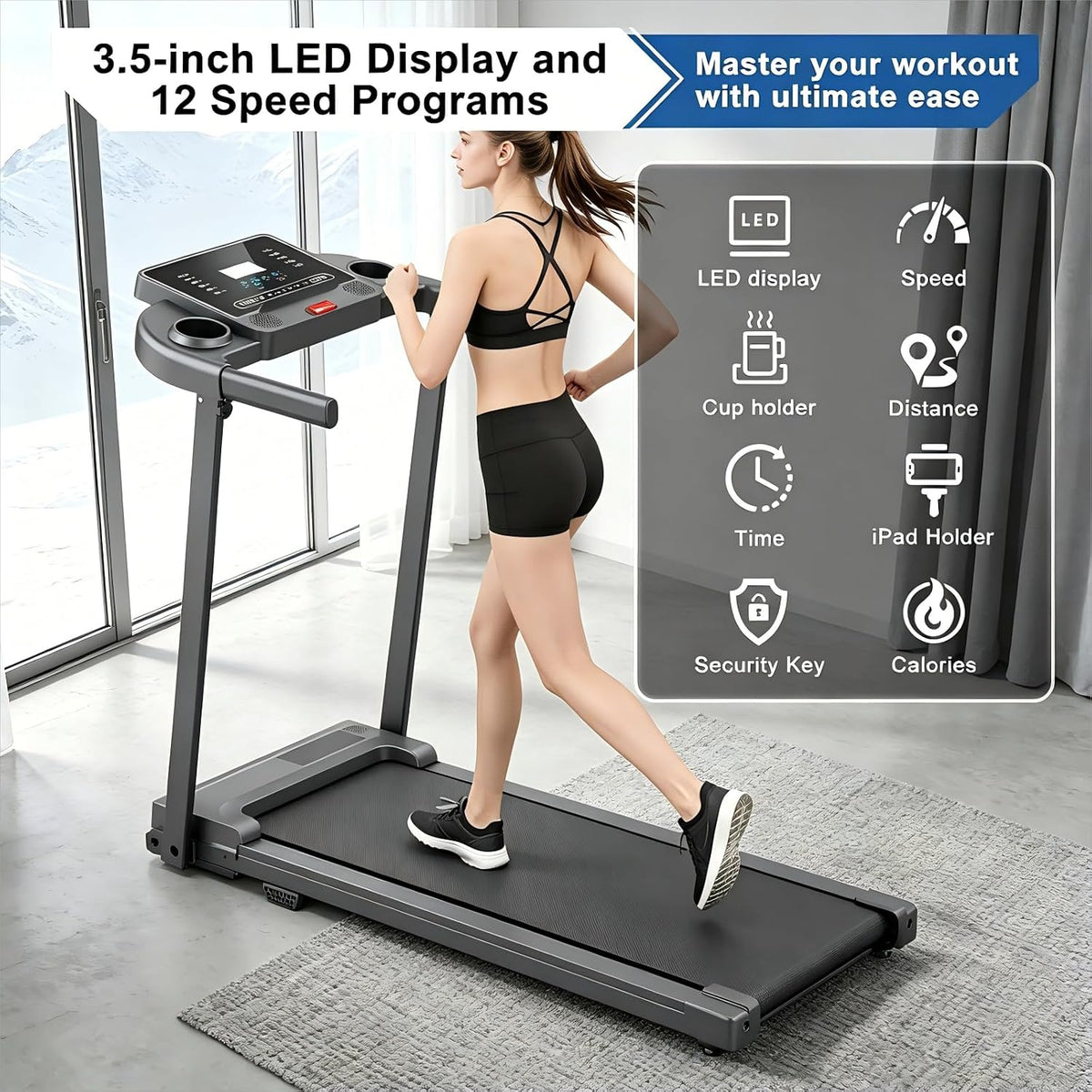 Foldable Handle Bar Compact Walking Pad Treadmill