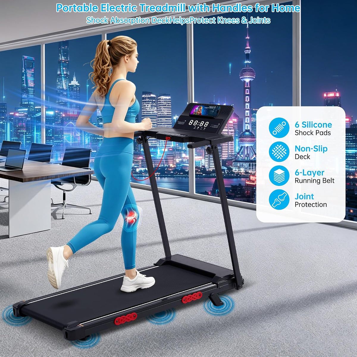 3.5HP Incline Foldable Handle Bar Walking Pad Treadmill