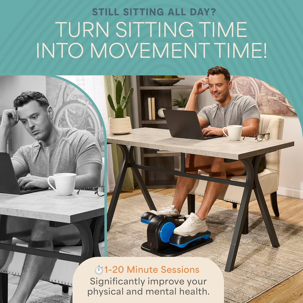 Portable Quiet Under Desk Seated Elliptical