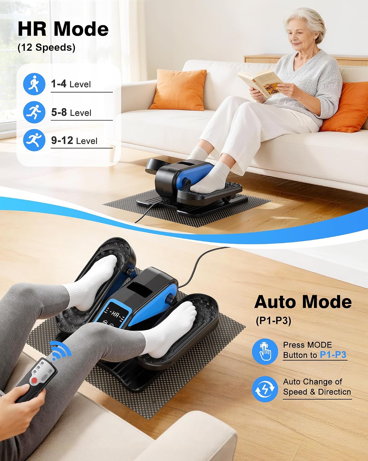 12 Speed Mini Electric Under Desk Elliptical