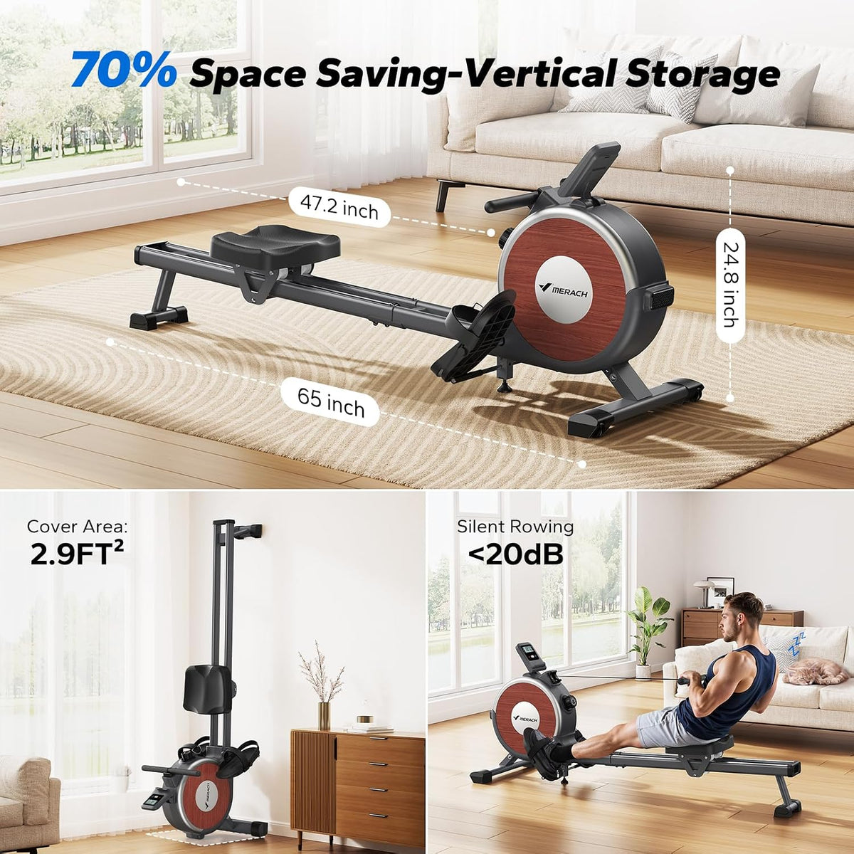16 Level Dual Rail Magnetic Foldable Rower