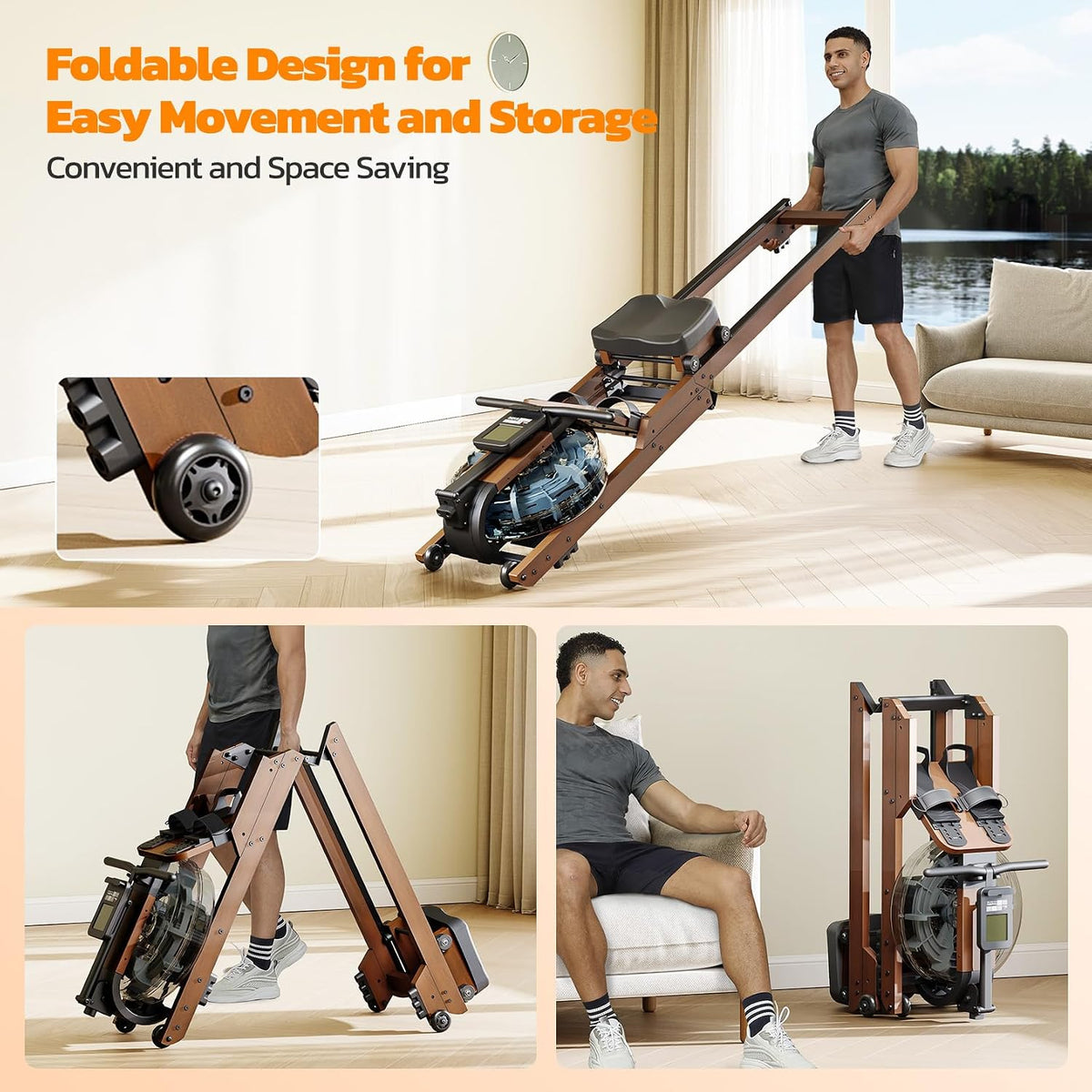 Wooden Water Foldable Rowing Machine