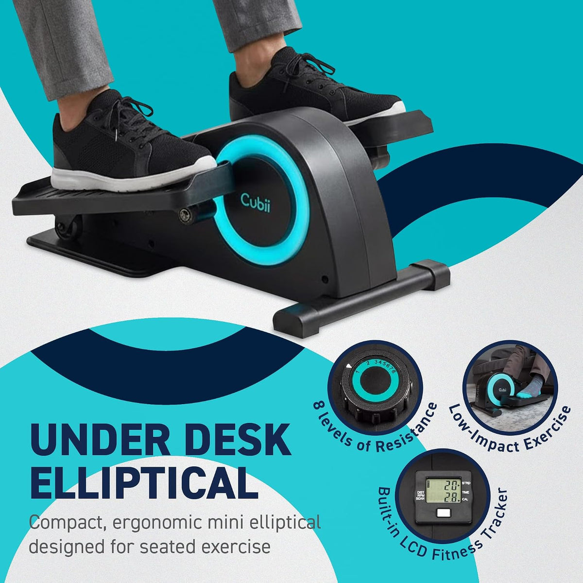 Dual Use Under Desk Seated Elliptical Bike