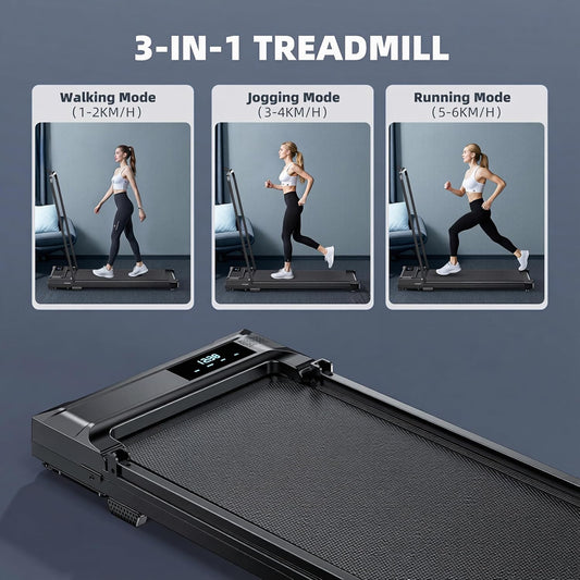 Foldable Handle Bar Compact Under Bed Walking Pad Treadmill