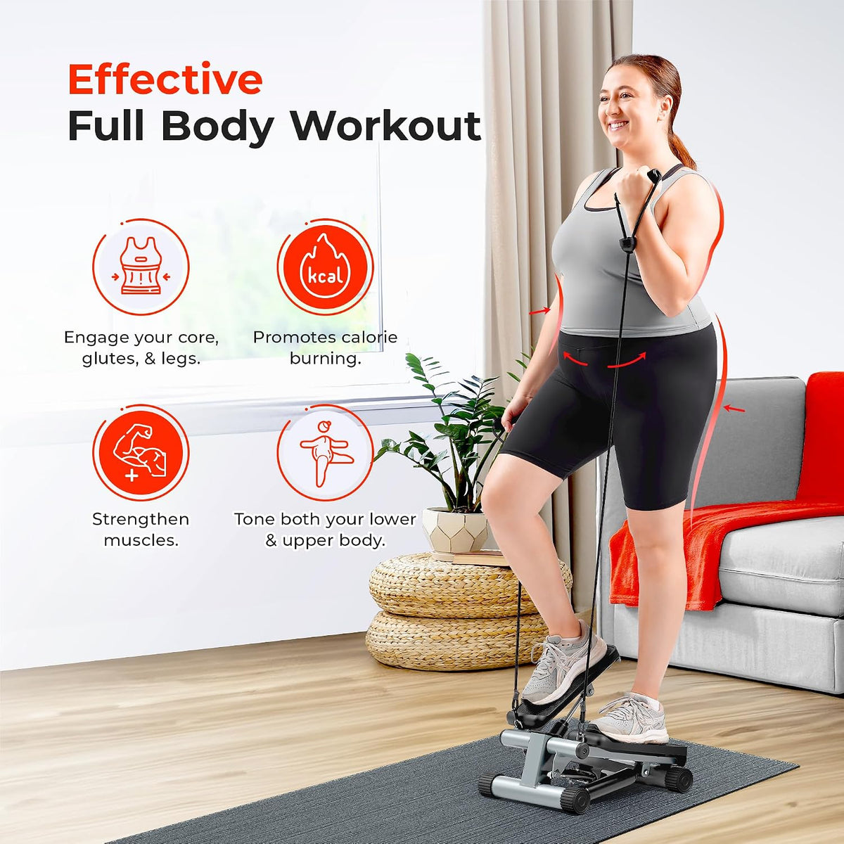 Smart Mini Stepper with Resistance Bands